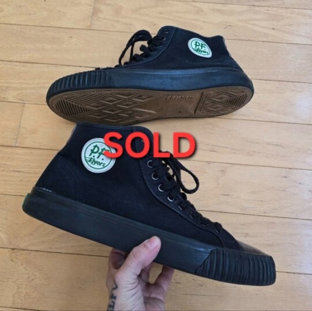 PF Flyers | Sandlot Center Hi monochrome black canvas sneakers | MENS 12